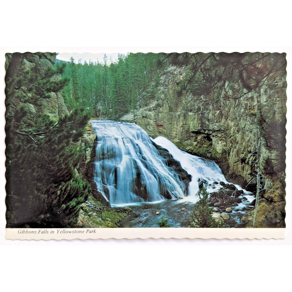 Yellowstone National Park, Wyoming WY Gibbons‎ Falls Waterfall Nature Postcard